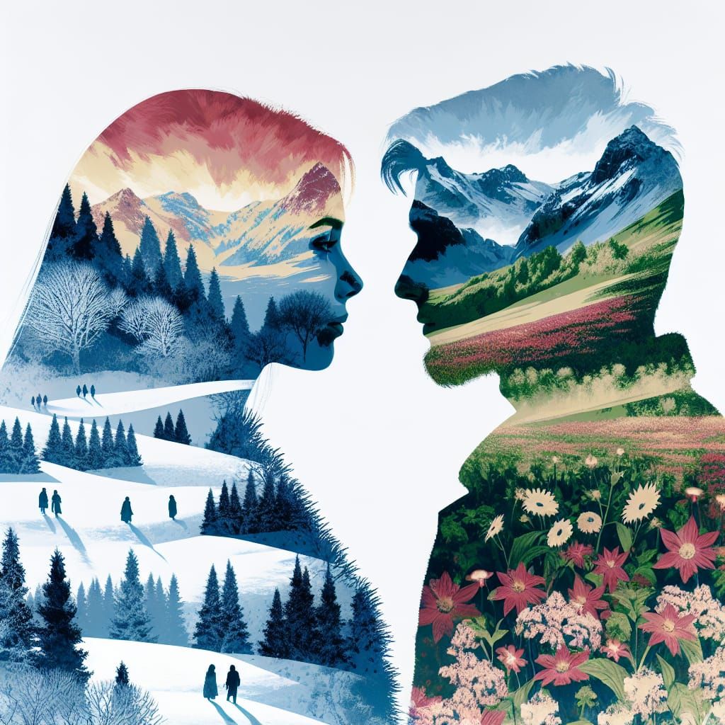 Winter and Spring Double Exposure Portrait