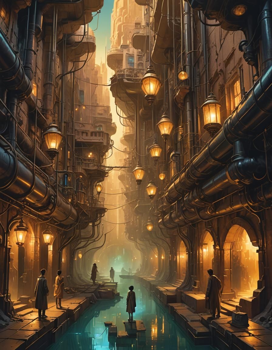 Sci-Fi Underground City Concept Art