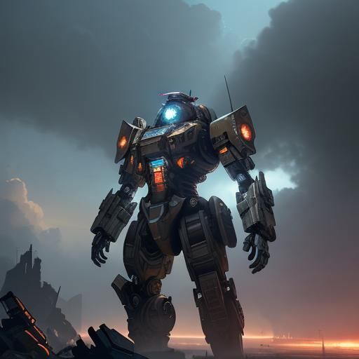 TitanFall-Style Mech in Destroyed City