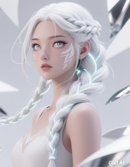 Anime Woman with Luminous Braids in Unreal Engine 5