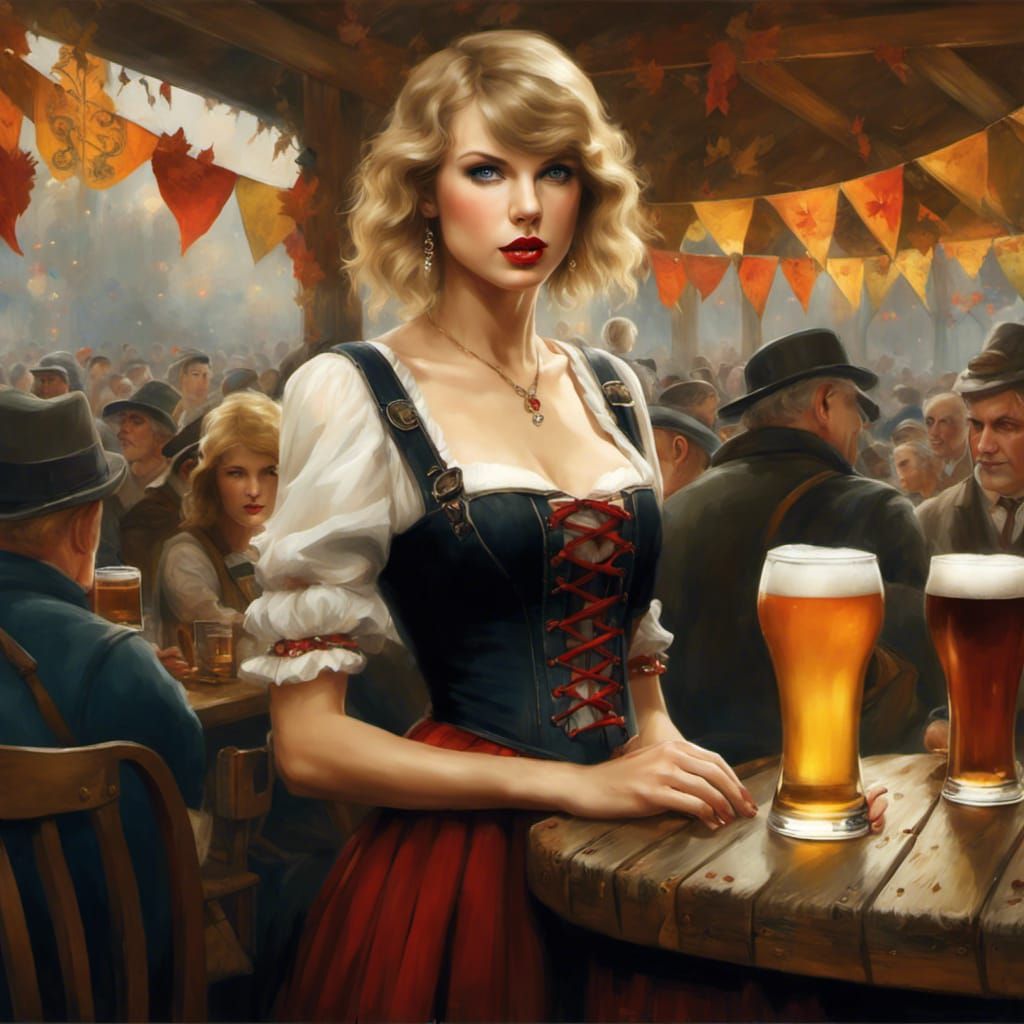 Oktoberfest Beer Server in Pre-Raphaelite Style