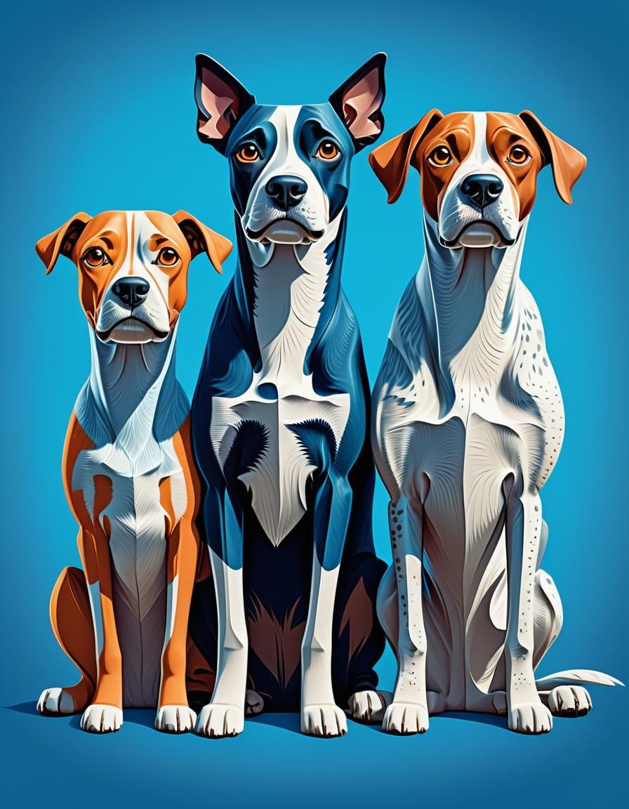 Whimsical Dogs: A Stylized Digital Illustration