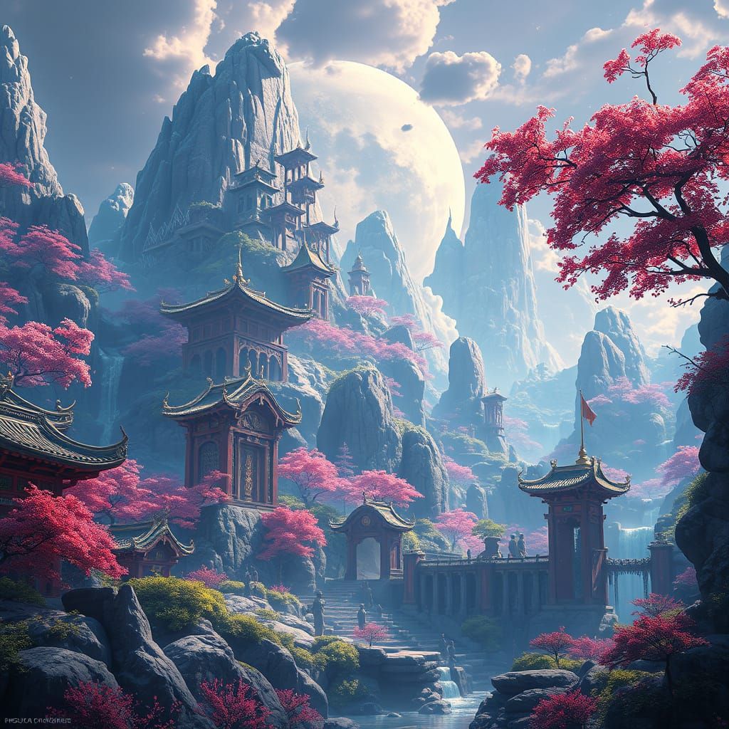 Fantasy Realm in Vibrant Anime Style