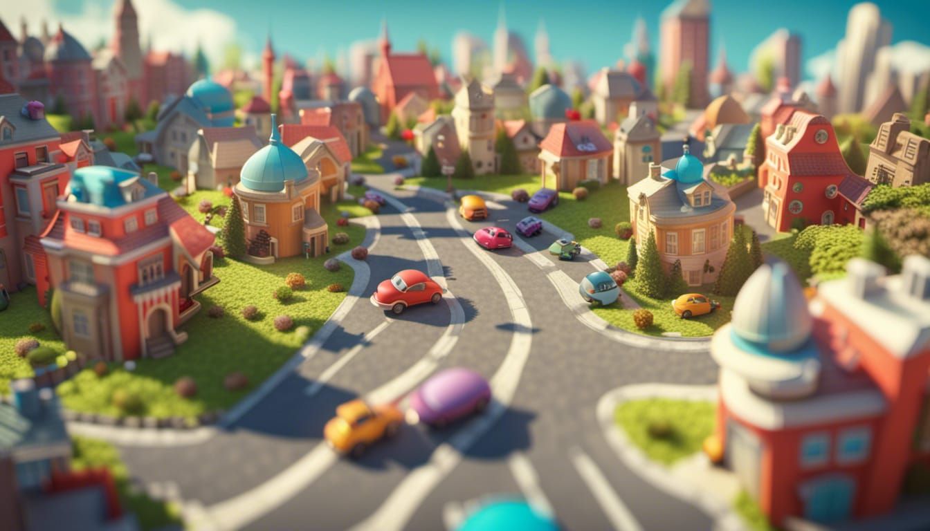 Cute Elfin City Cartoon in Vibrant Colors