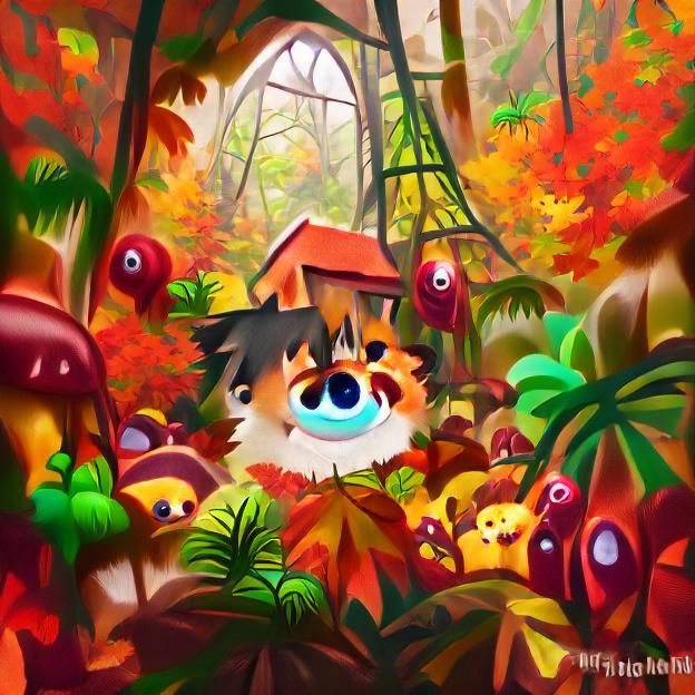 Autumnal Rainforest Home to Furry Creature