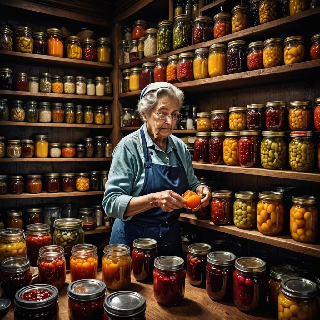 Epic pantry full of glass jar preserves