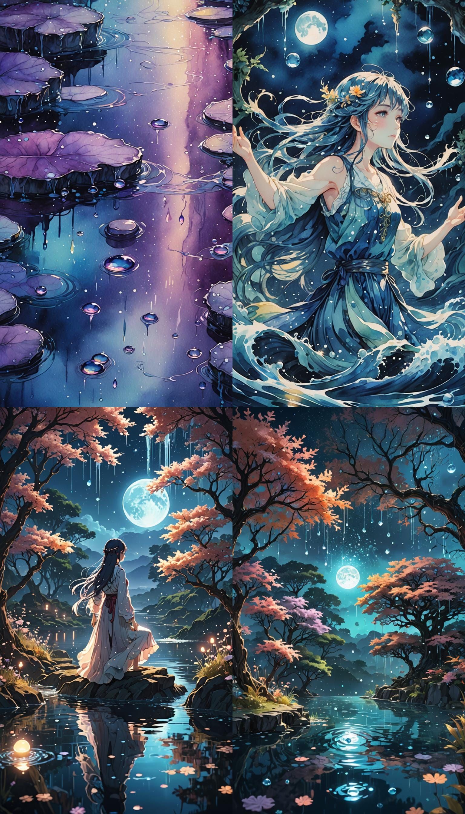 Fantasy Realm: Flowing Water Dreams in Anime Style