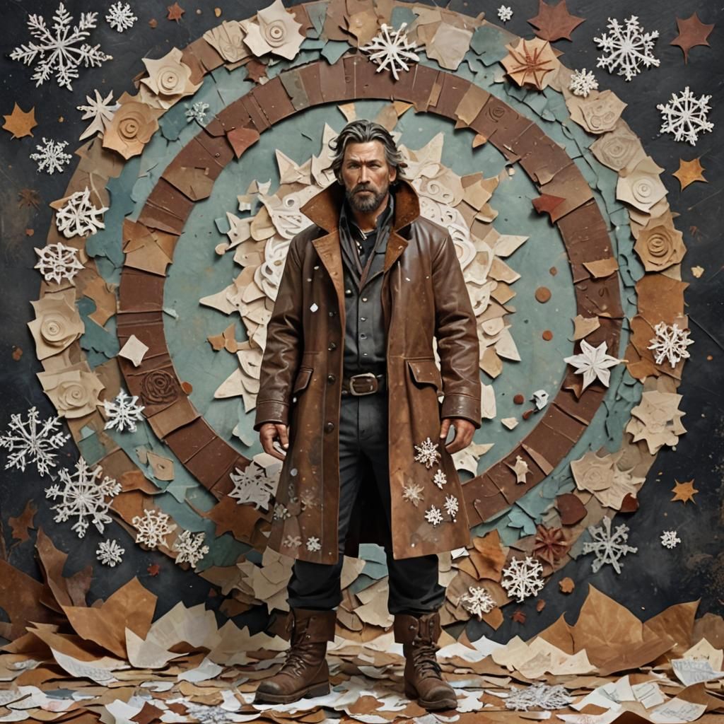 Fall Paper Collage Art of Southern Water Tribe Outlaw