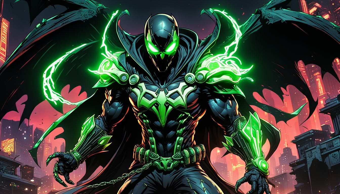 Spawn in Epic Battle Pose, Comic Book Style