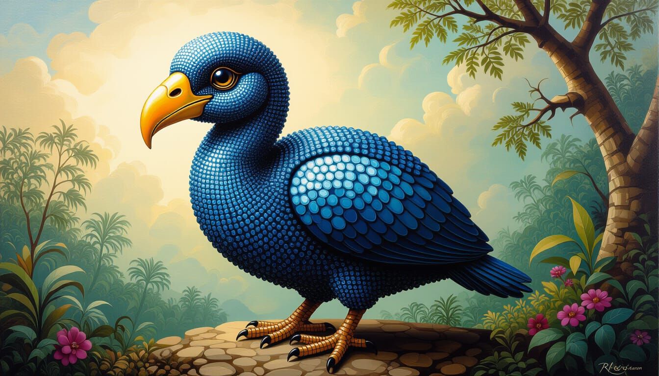 Beaded Dodo Bird: Surreal Mixed Media Art