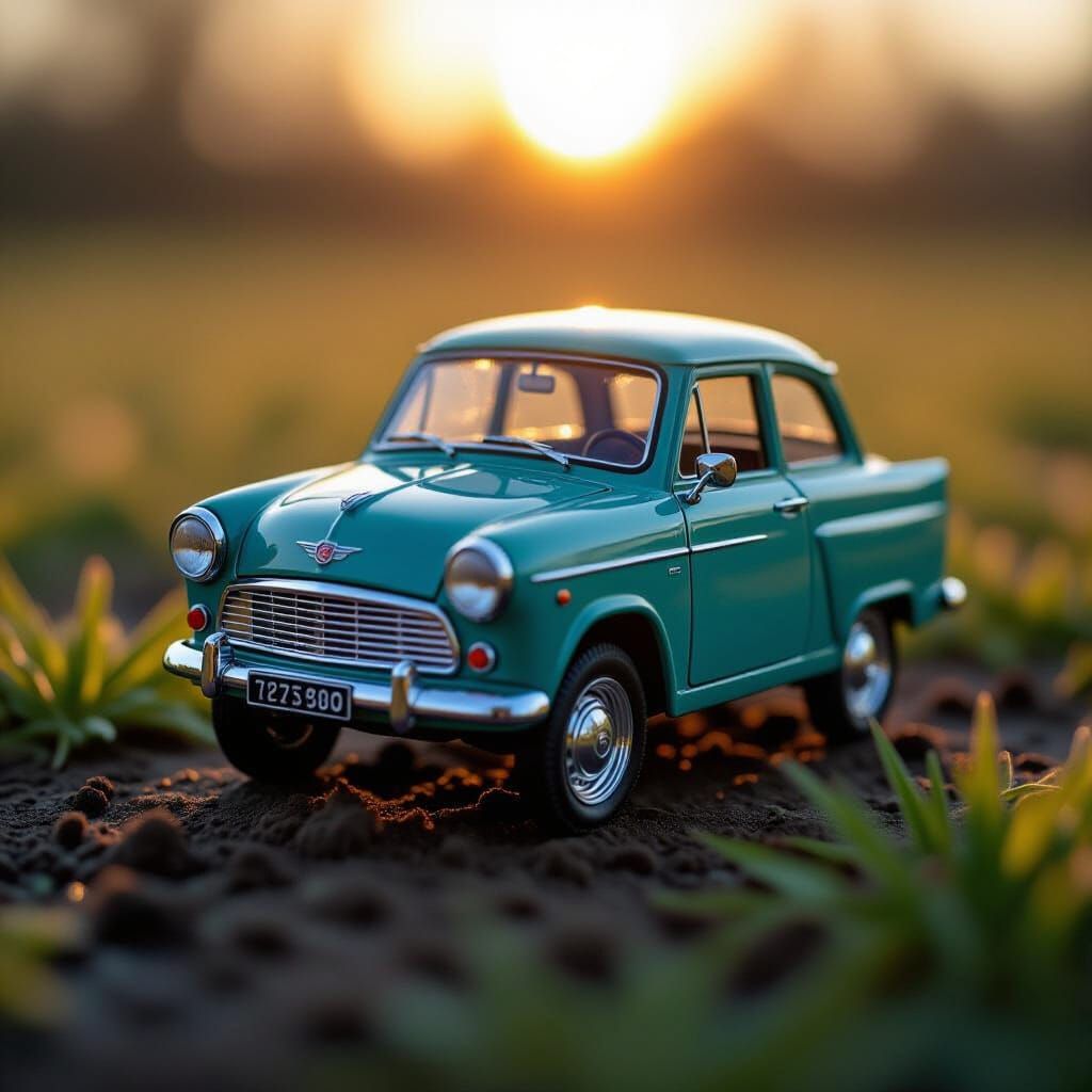Macro Shot of a Tiny Retro Car