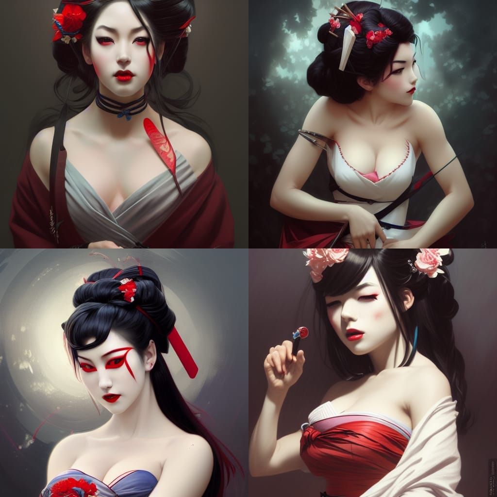 Vampire Geisha Portrait in Volumetric Lighting