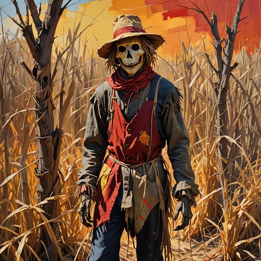 Emotive Scarecrow in Fauvist Expressionism Style