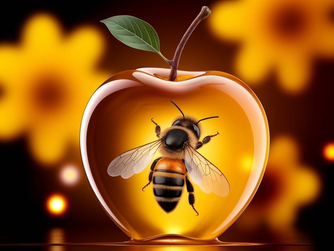 Vibrant Honey Apple Scene in Warm Lighting