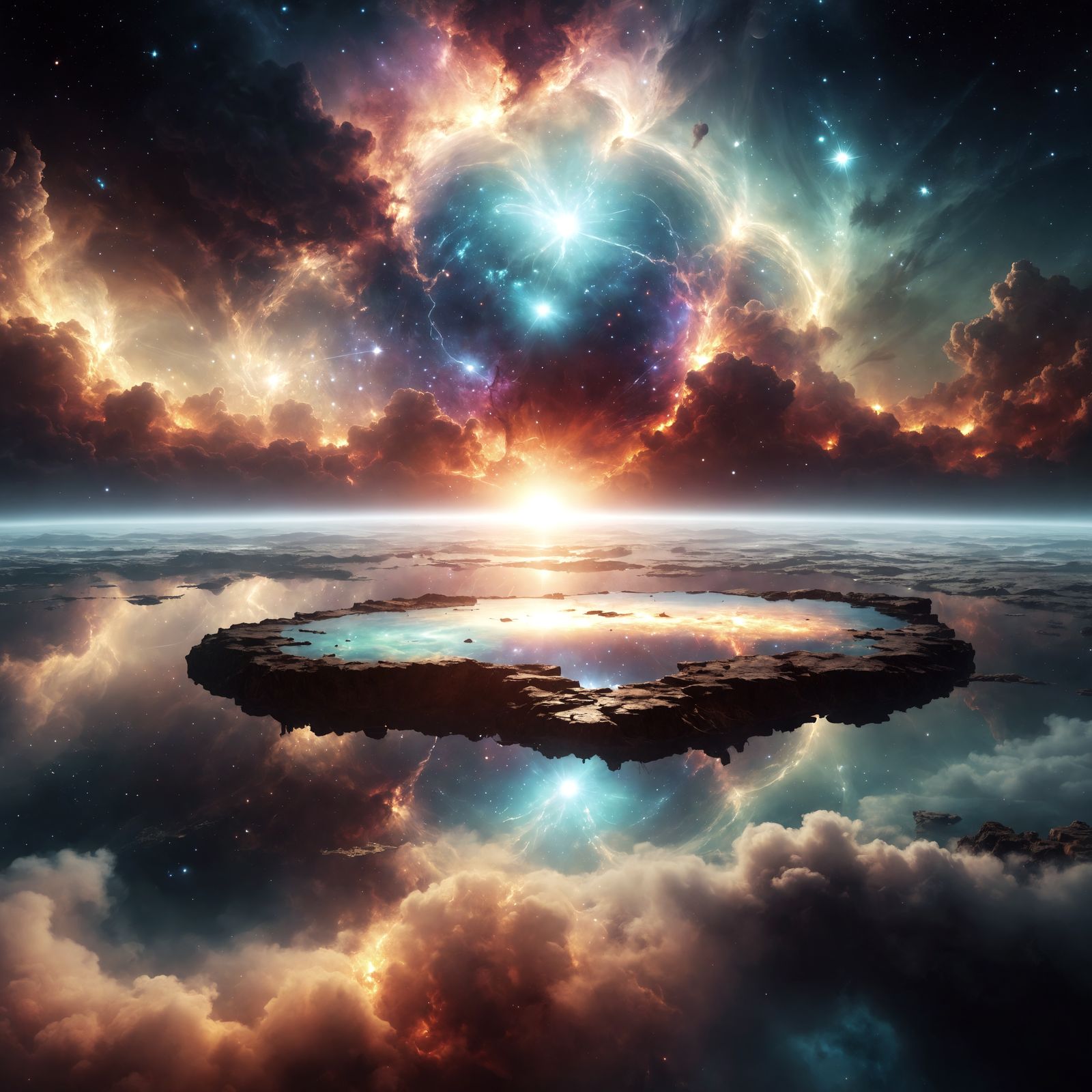 Neutron Star Nebula Reflecting in Tranquil Pool