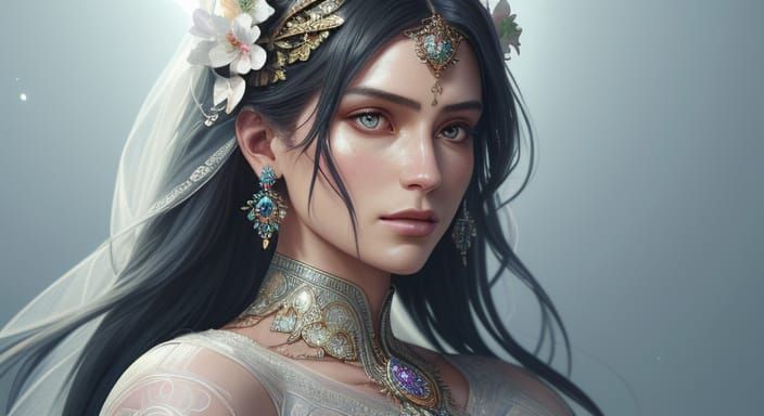 Ethereal Bride in Cyberpunk Chic