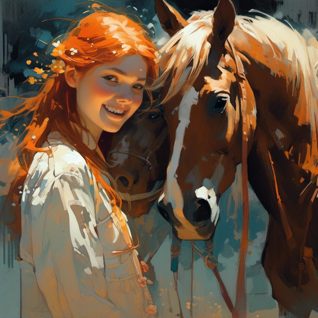 Girl, and her horse.