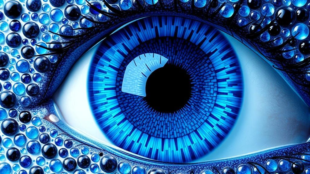 Vibrant Blue Marble Eye Mosaic