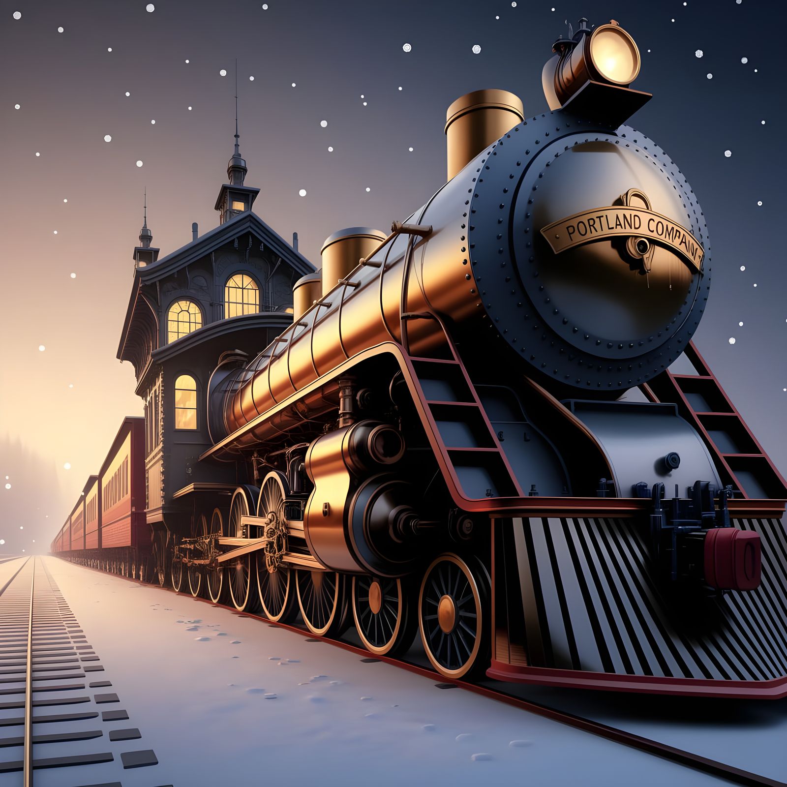 Victorian Railway Station Illuminated by Golden Twilight