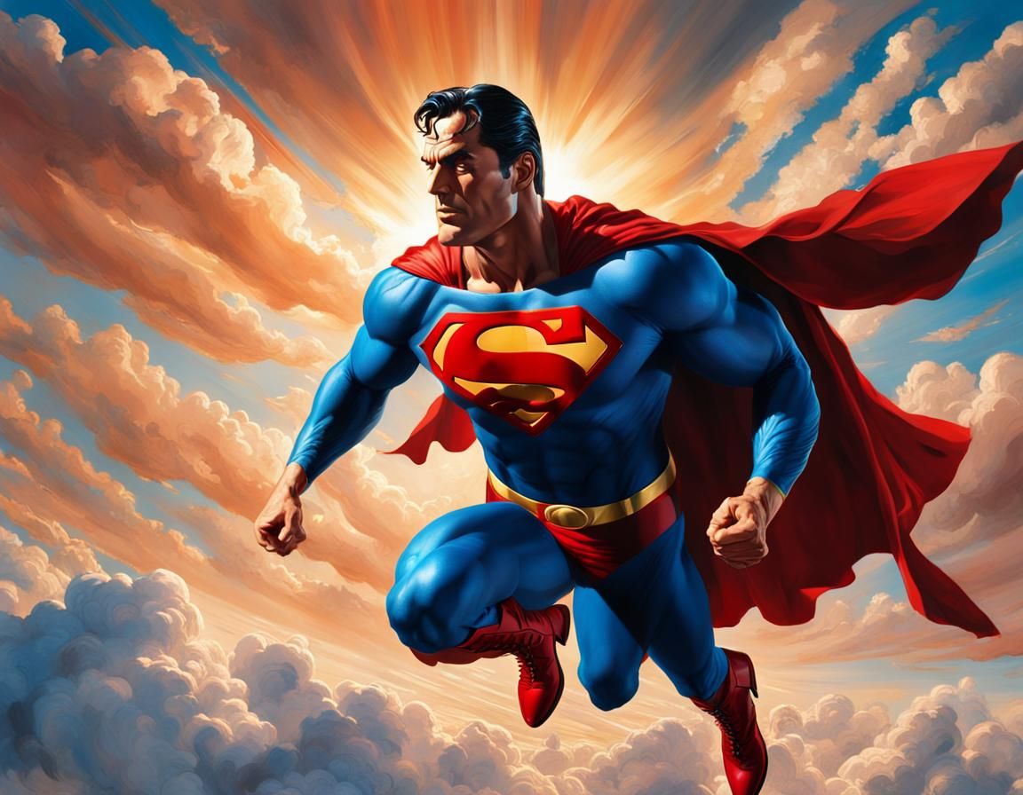 Superman Flies: 3D Render in Powerful, Realistic Style