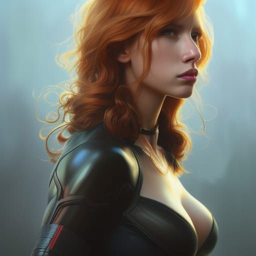 Black Widow Aphrodite Portrait in Digital Art Style