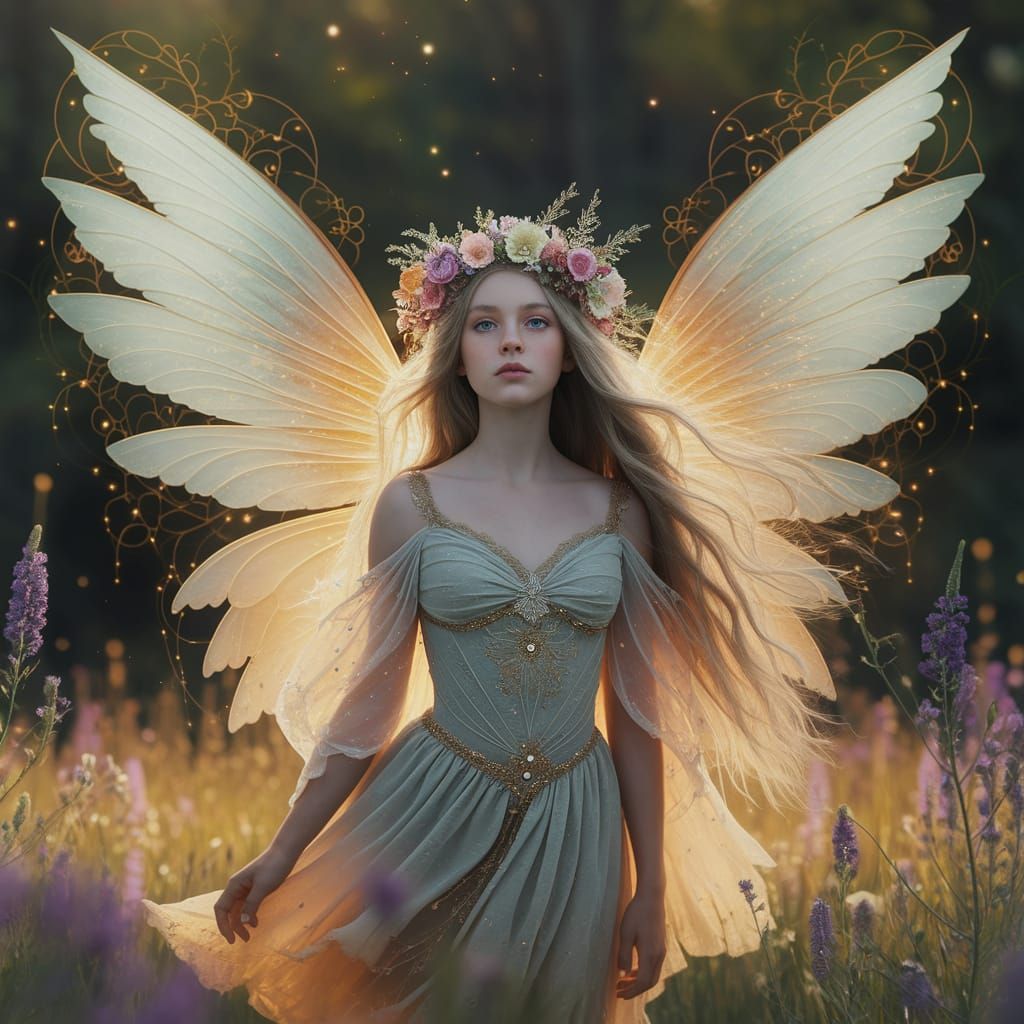 Whimsical Faery in Golden Field