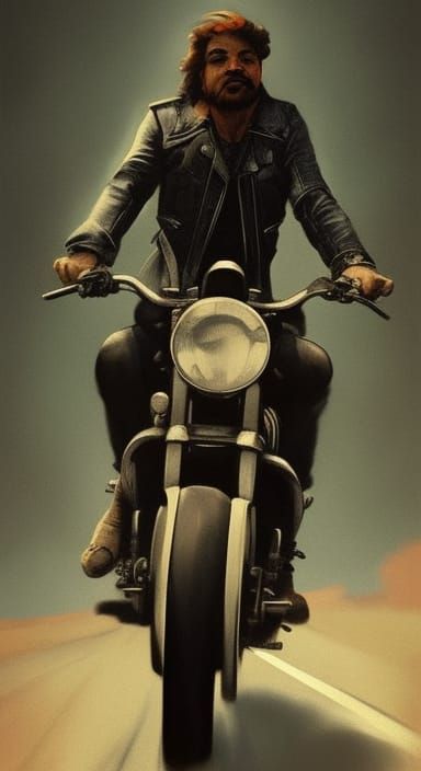 Outlaw Biker Portrait in Hyperdetailed Style