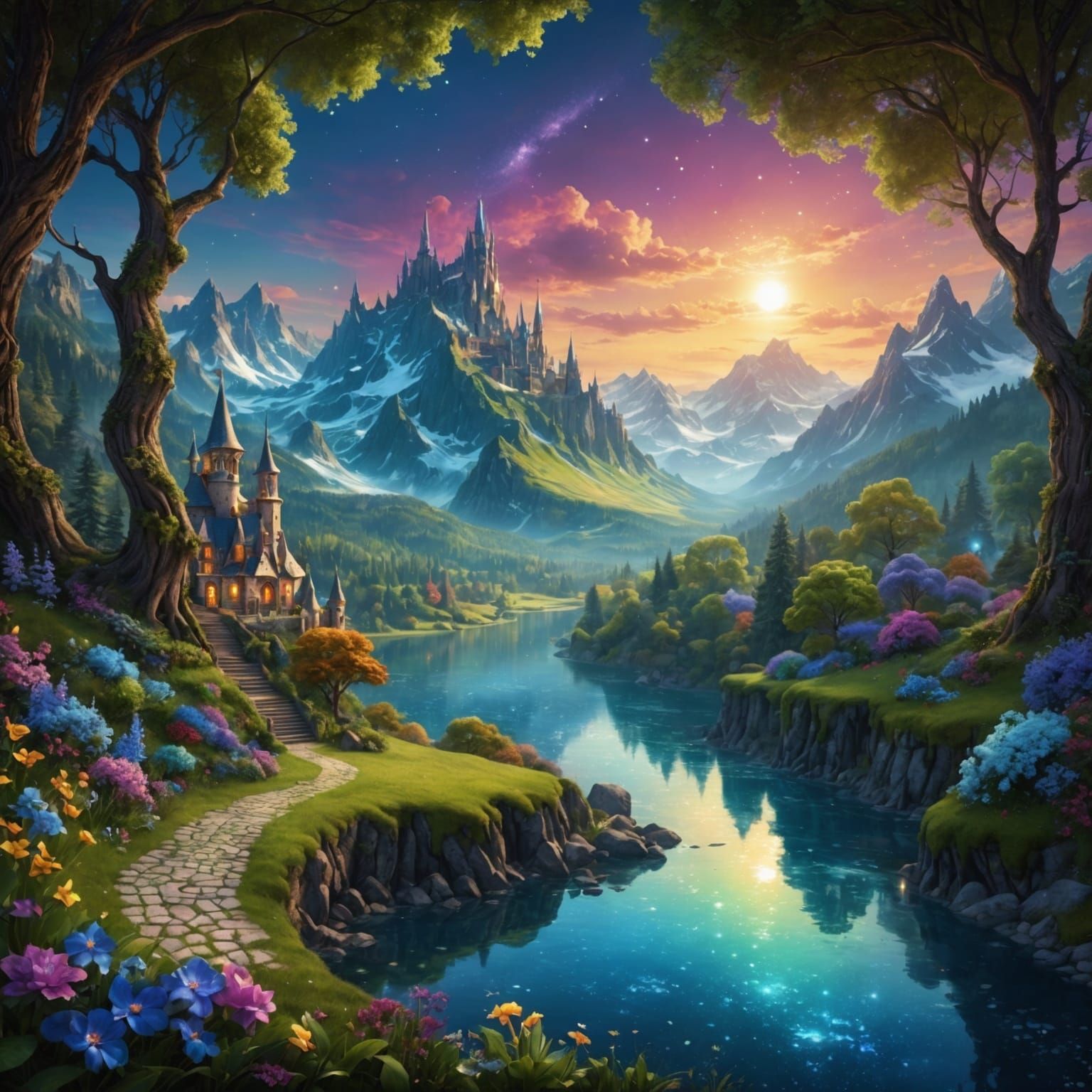Ethereal Glitter Landscape in Fantasy Concept Art