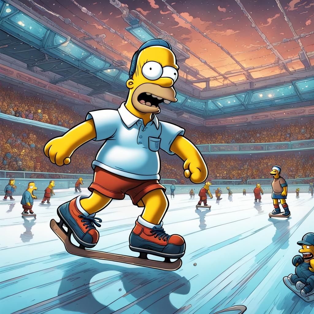 Homer Simpson as Boxer on Ice, Disney Pixar Style