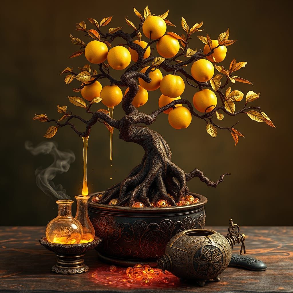 Ancient Quince Bonsai in Alchemical Transfiguration