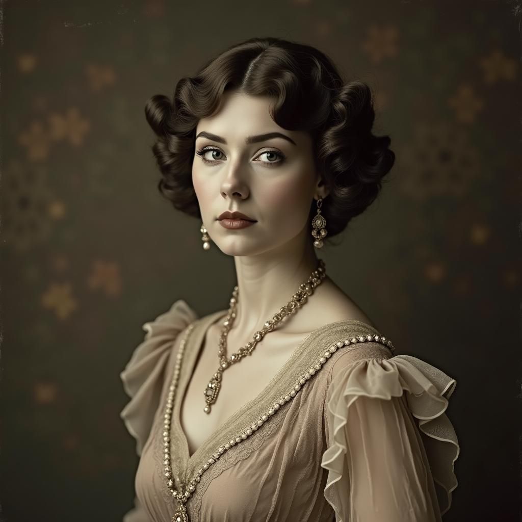 Elegant Woman in 1910s Aristocratic Fashion