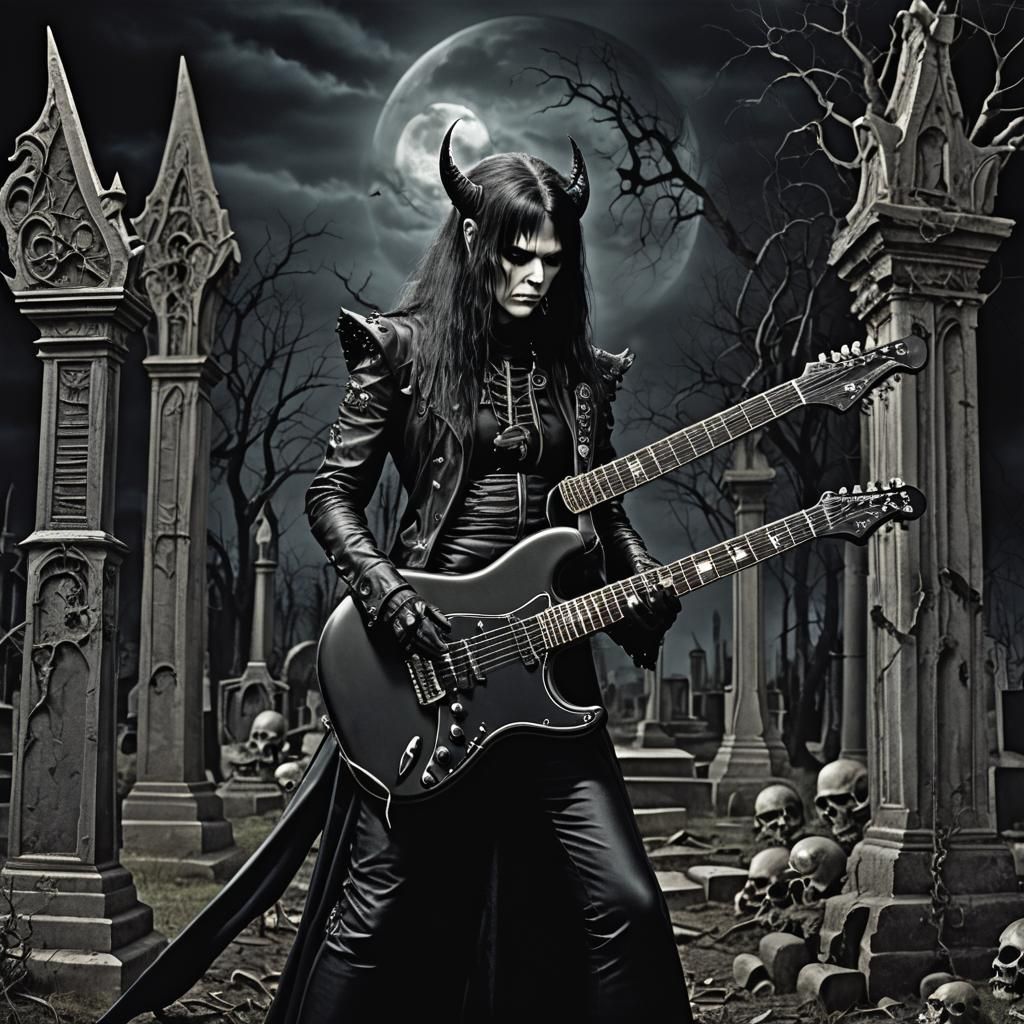 Gothic Glam Rocker in Graveyard, Eldritch Style