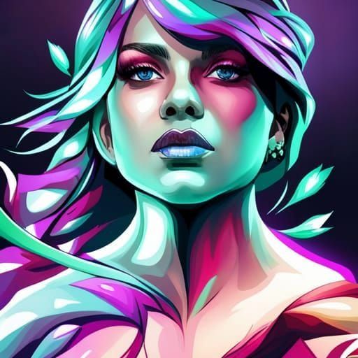 Diamond Woman Portrait in Digital Art Style