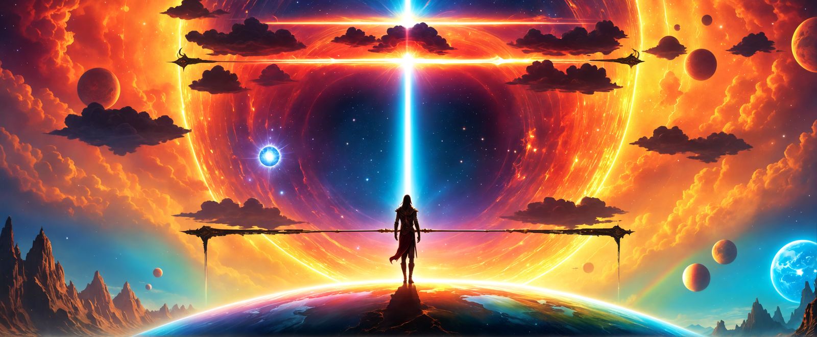 Futuristic Magi Uniting Time in Fantasycore Style