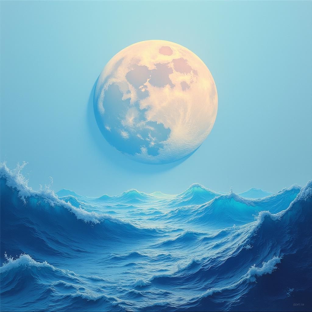 Abstract Sea and Moon Harmony in Digital Art
