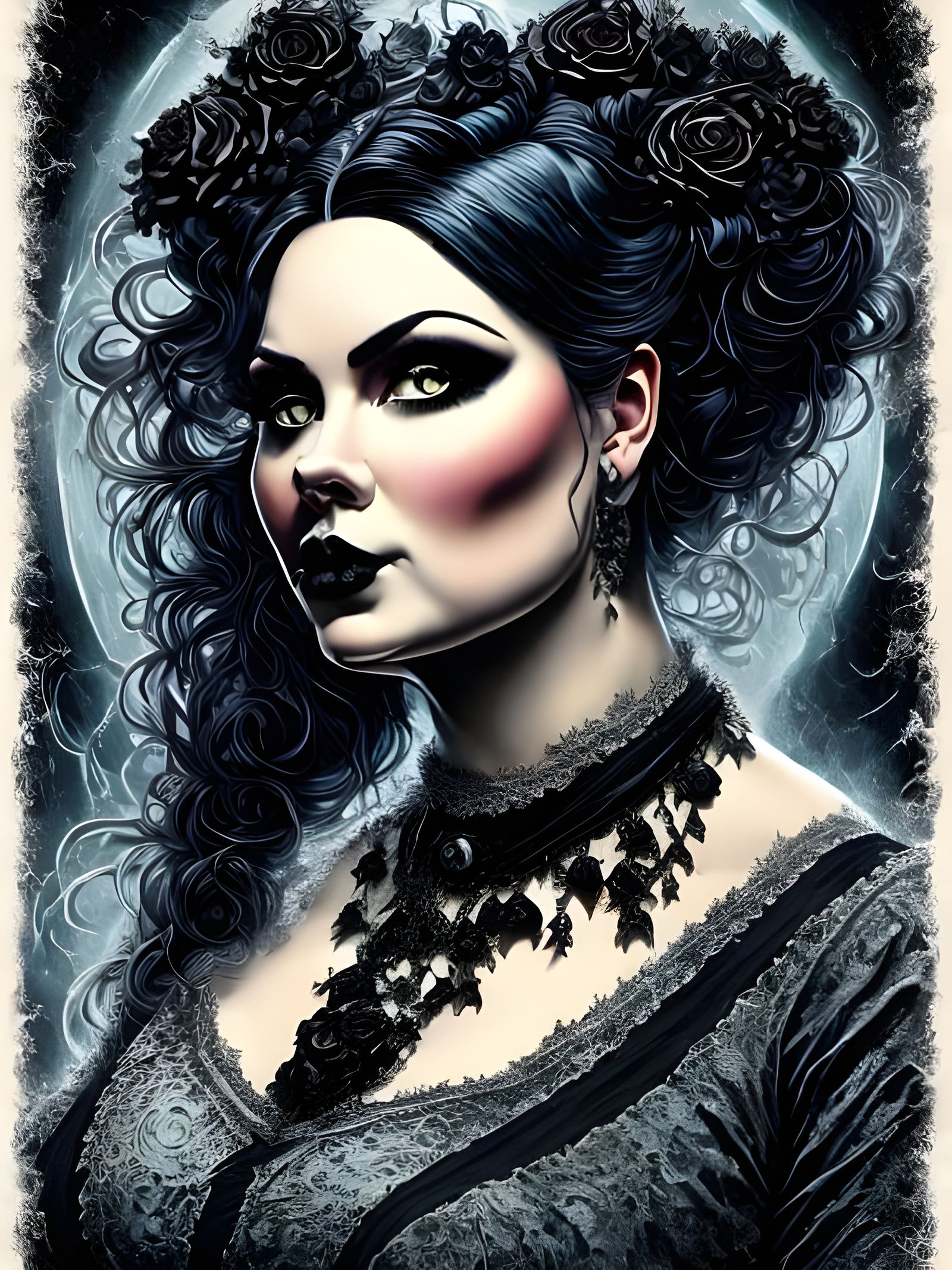 Gothic Victorian Woman in Abandoned Cathedral