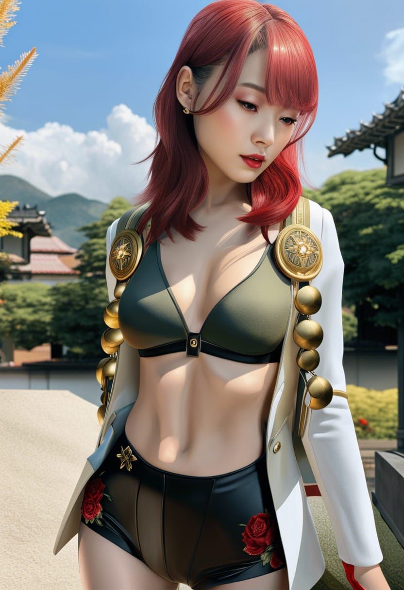 Korean Woman in Cyberpunk Armor with Halo