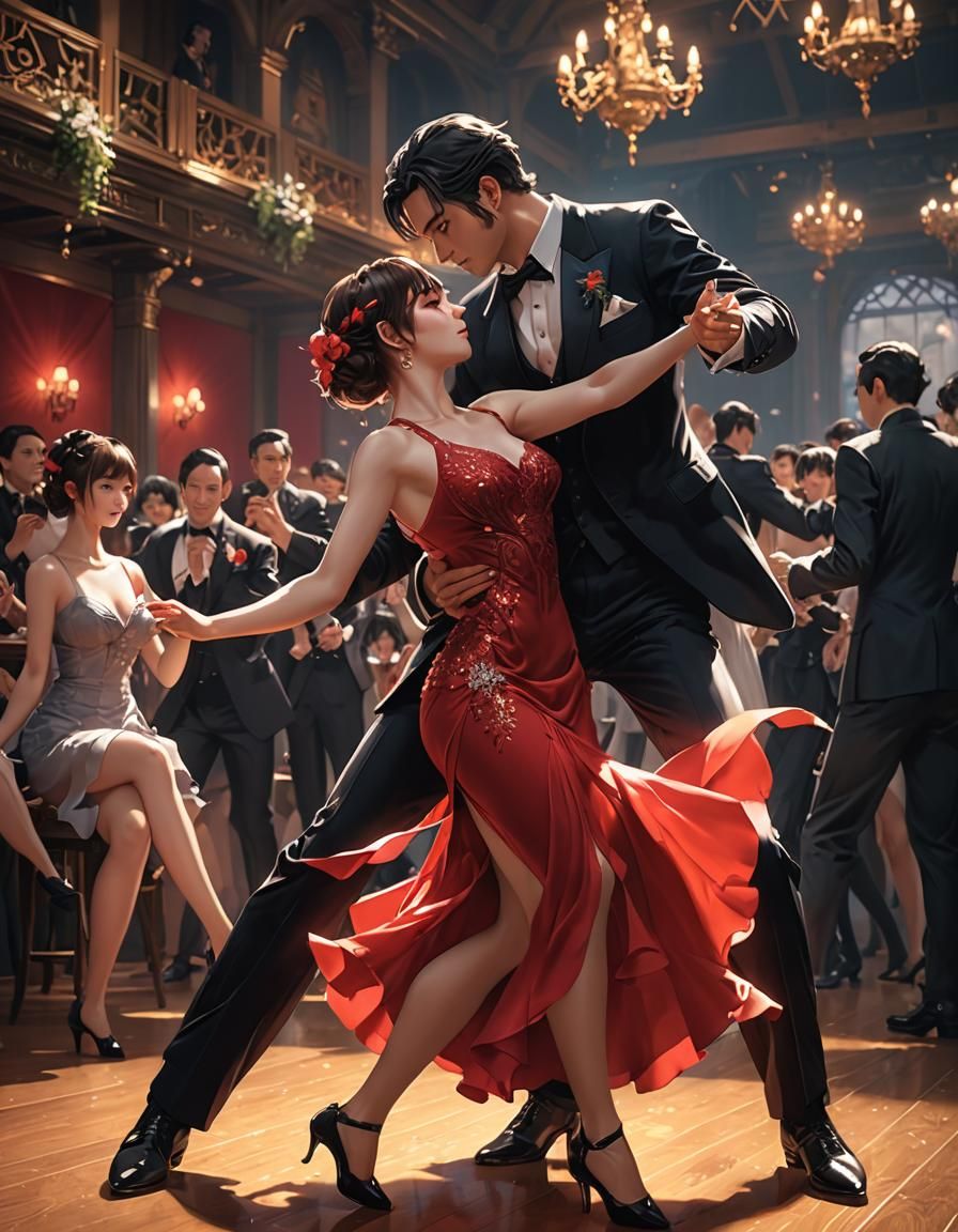 Elegant Tango Dance in 3D Anime Style