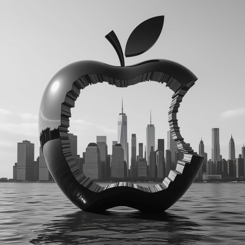 Futuristic New York City as 3D Apple