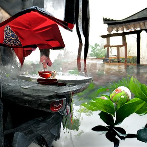 Monsoon Tea Ceremony Painting