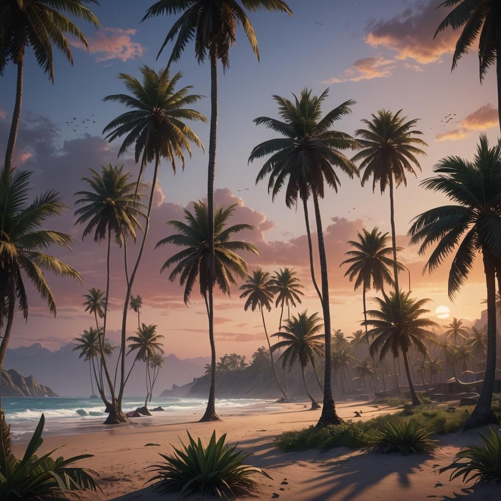 Dawn Palms: Detailed Matte Painting in Unreal Engine