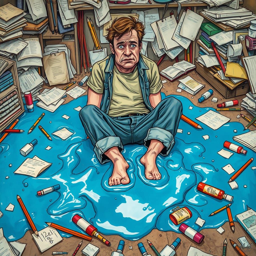 Man Trapped in Vortex of Colorful Chaos