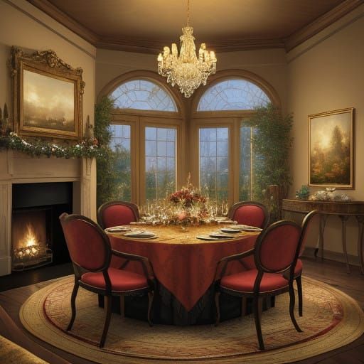 Impressionist New Year's Celebration in Cozy Living Room