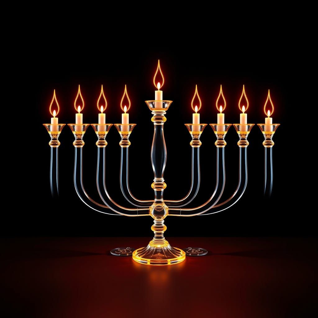 Modern Murano Glass Menorah in Neon Hues