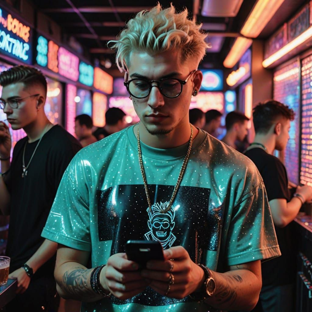 Handsome Young Guy Under Disco Lights