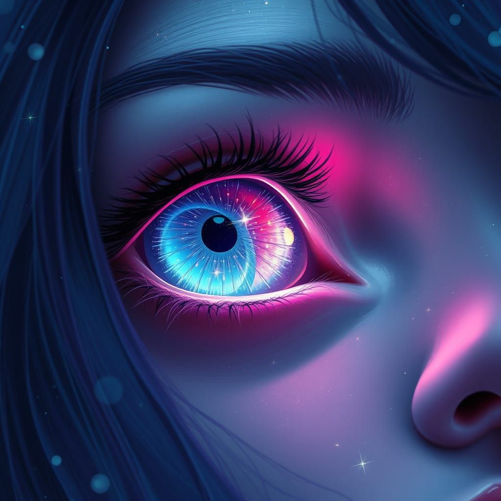 Stellar Iris with Cosmic Blues and Purples
