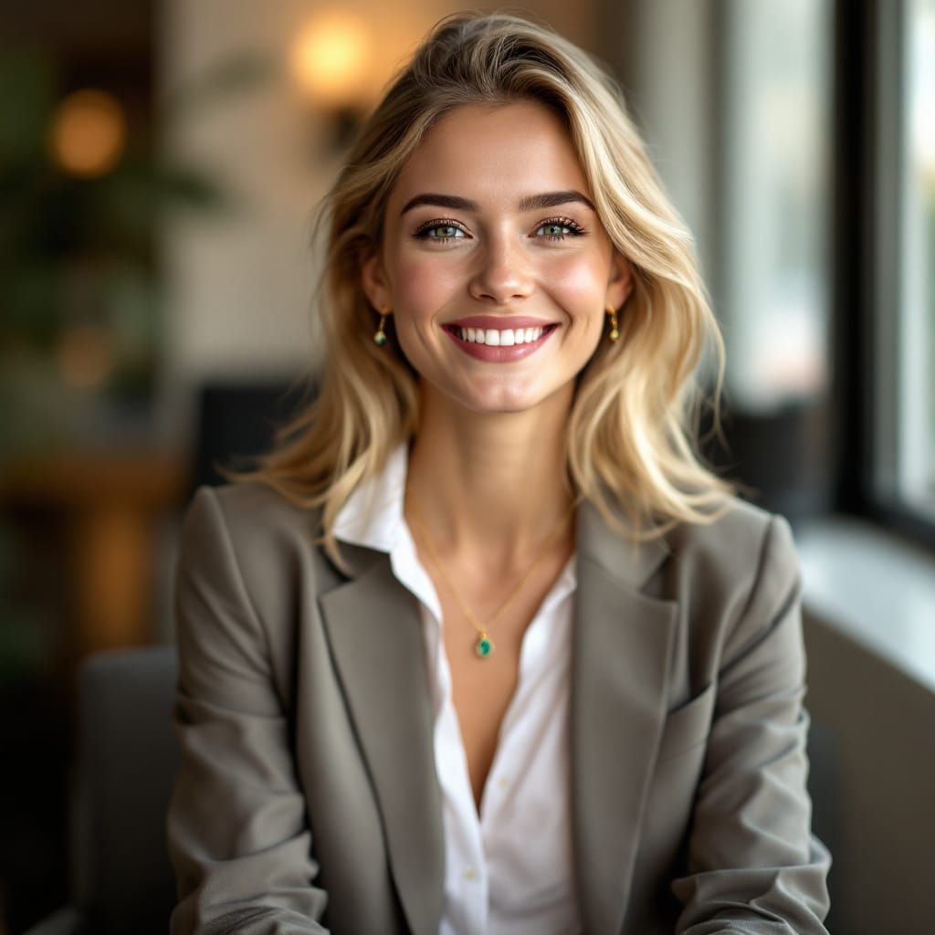 Elegant Businesswoman Portrait in Classic Studio Style