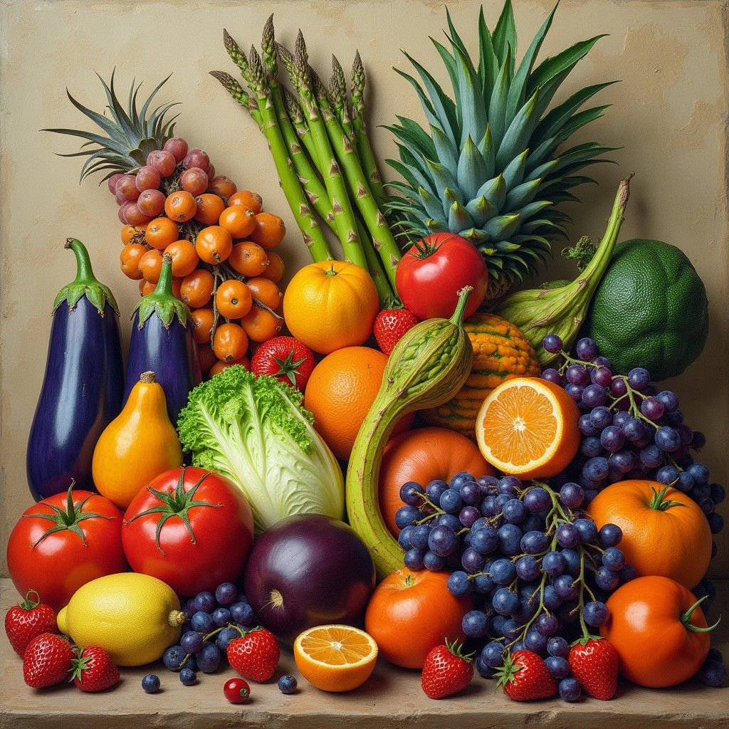 Colorful Fruit and Vegetable Still Life