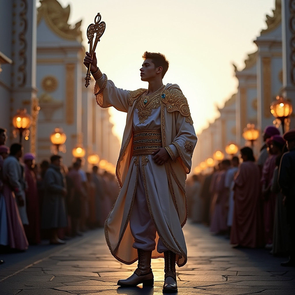 Regal Archangel Guarding Heavenly Gates, Digital Art