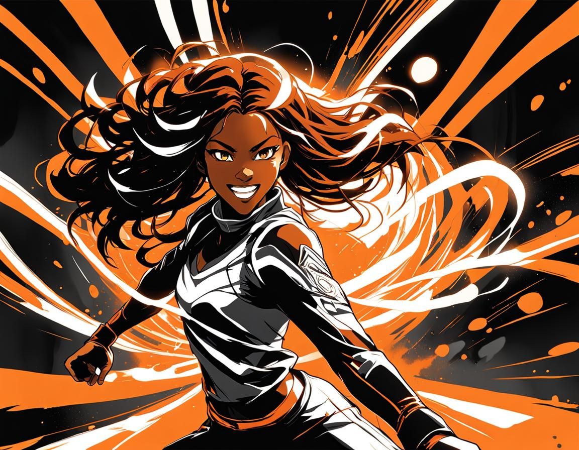 Dynamic Anime Illustration of Powerful Spinning Kick